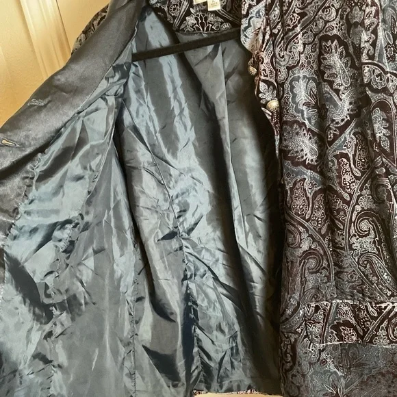 Coldwater Creek Velvet Paisley Jacket Blue & Brown Print Size X-Large women’s - Picture 8 of 13